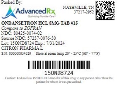 Ondansetron HCl 8mg Tab Qty 15 Ndc 80425 0074